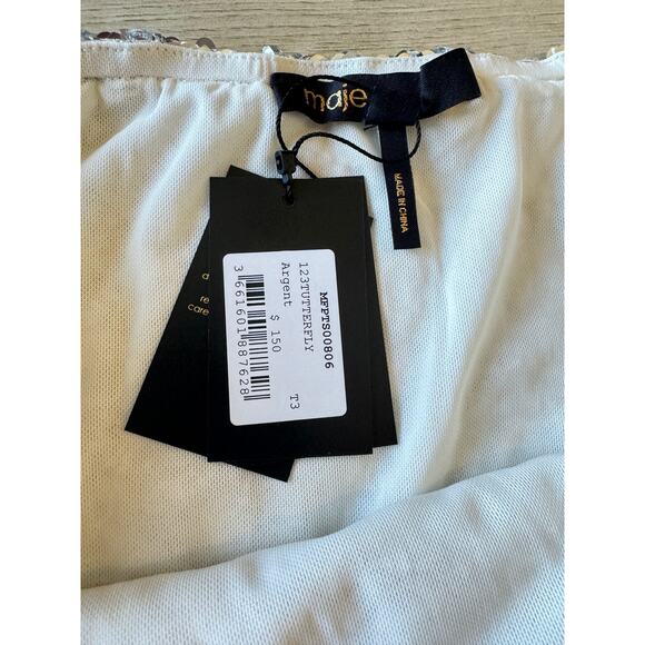 Maje Silver Tutterfly Sequin Culotte Hipster Shorts - Picture 11 of 13